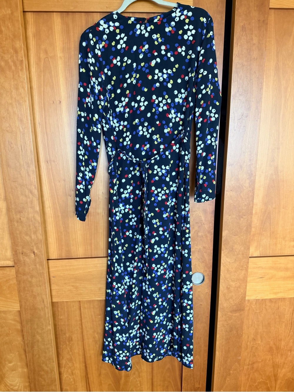 Zara Navy Long-Sleeve Dress with Multicolor Confetti Dots